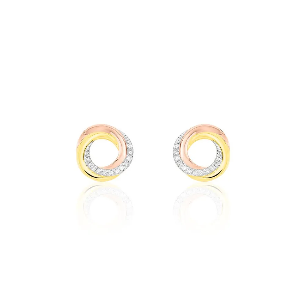 Marc Orian Cadeaux Mariage|Bijoux Diamant > Boucles D'oreilles Puces Tiara Or Tricolore Diamant