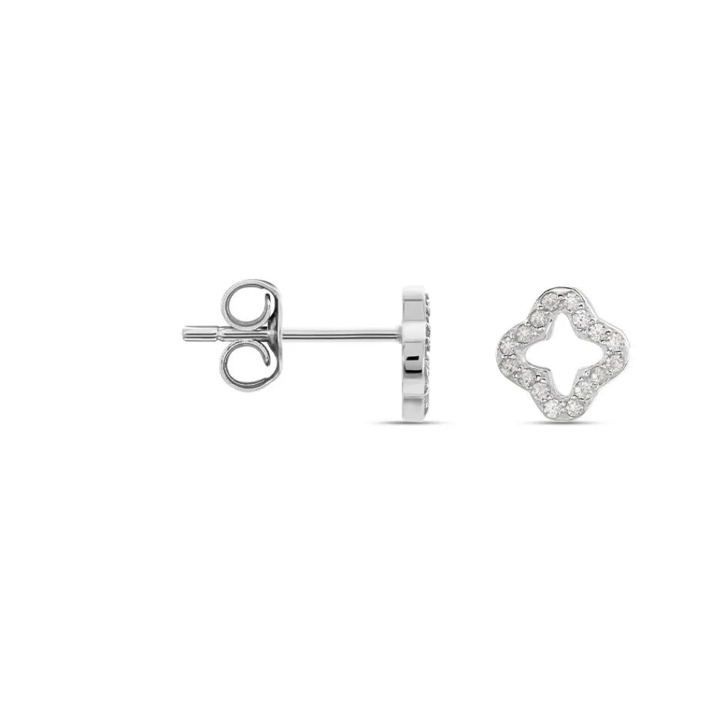 Marc Orian Bijoux Zirconium|Bijoux Trèfle > Boucles D'oreilles Puces Tully Argent Blanc Oxyde De Zirconium