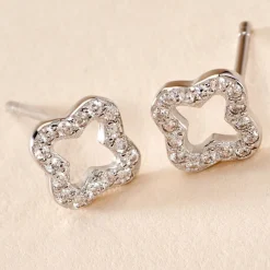 Marc Orian Bijoux Zirconium|Bijoux Trèfle > Boucles D'oreilles Puces Tully Argent Blanc Oxyde De Zirconium