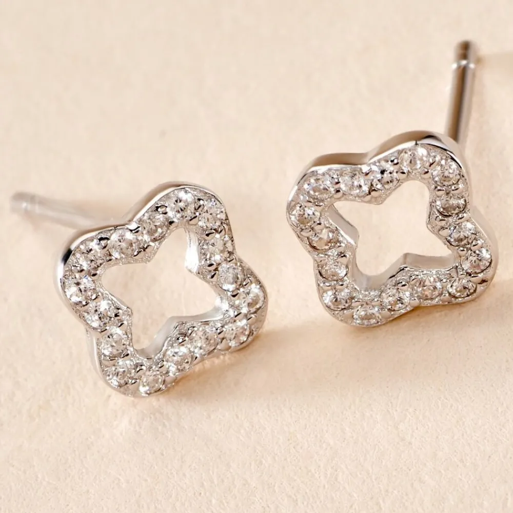 Marc Orian Bijoux Zirconium|Bijoux Trèfle > Boucles D'oreilles Puces Tully Argent Blanc Oxyde De Zirconium