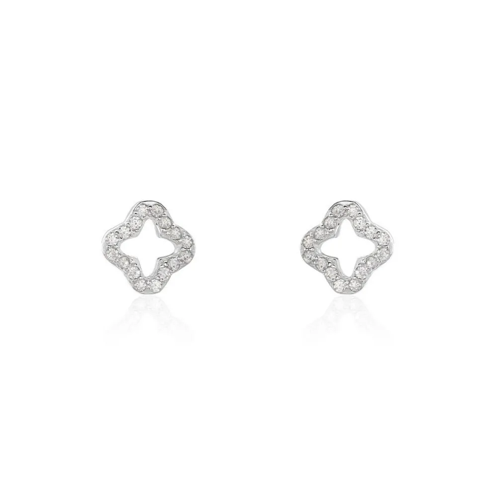 Marc Orian Bijoux Zirconium|Bijoux Trèfle > Boucles D'oreilles Puces Tully Argent Blanc Oxyde De Zirconium
