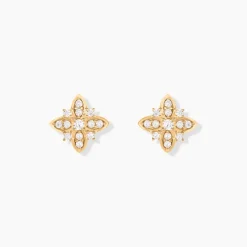 Boucles D'oreilles Puces Vaiana Plaqué Or Jaune Oxyde De Zirconium