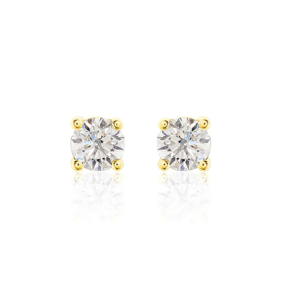 Boucles D'oreilles Puces Victoria Or Jaune Diamant