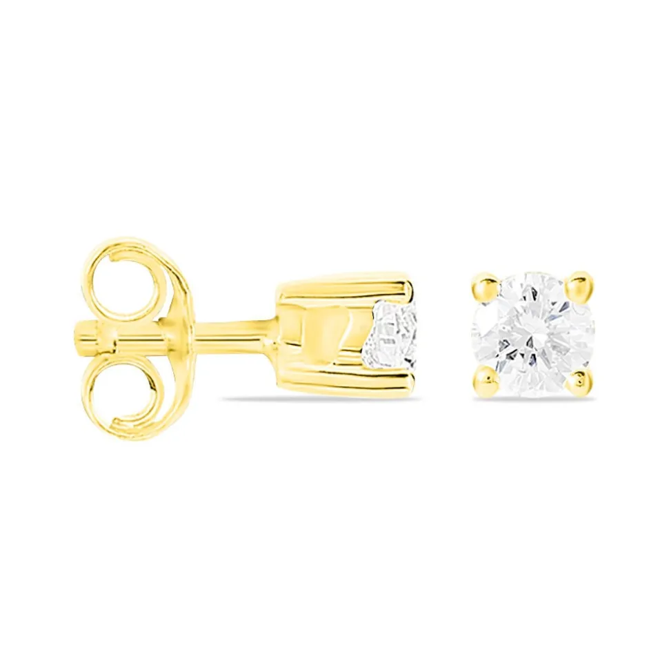Boucles D'oreilles Puces Victoria Or Jaune Diamant