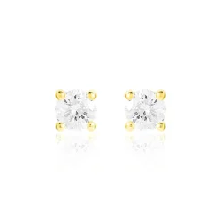 Boucles D'oreilles Puces Victoria Or Jaune Diamant