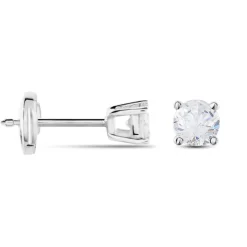 Boucles D'oreilles Puces Victoria Or Blanc Diamant