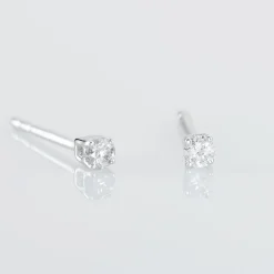 Boucles D'oreilles Puces Victoria Or Blanc Diamant