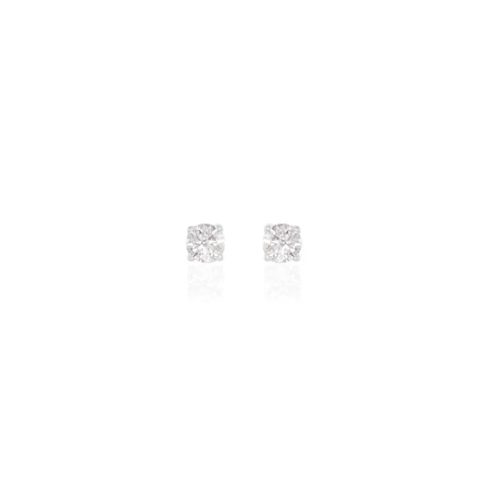 Boucles D'oreilles Puces Victoria Or Blanc Diamant