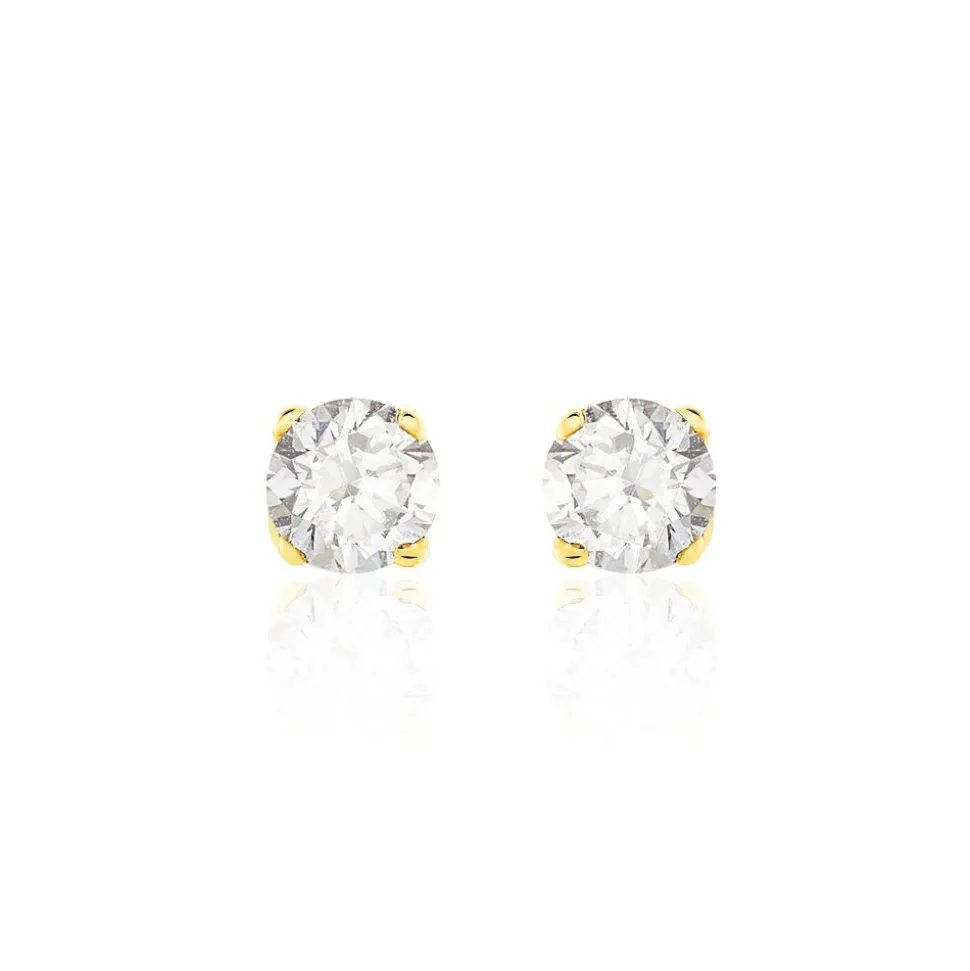 Boucles D'oreilles Puces Victoria Or Jaune Diamant