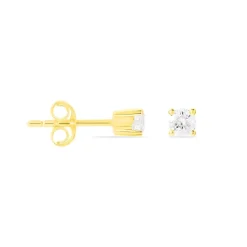 Boucles D'oreilles Puces Victoria Or Jaune Diamant