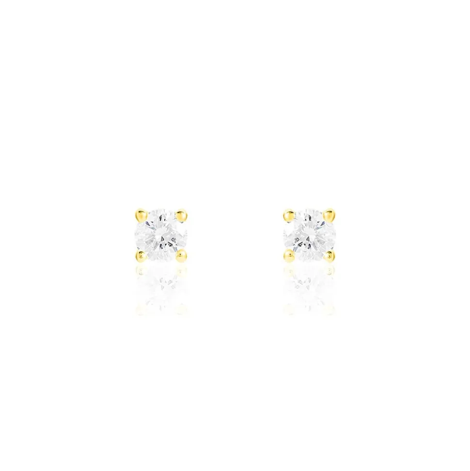 Boucles D'oreilles Puces Victoria Or Jaune Diamant