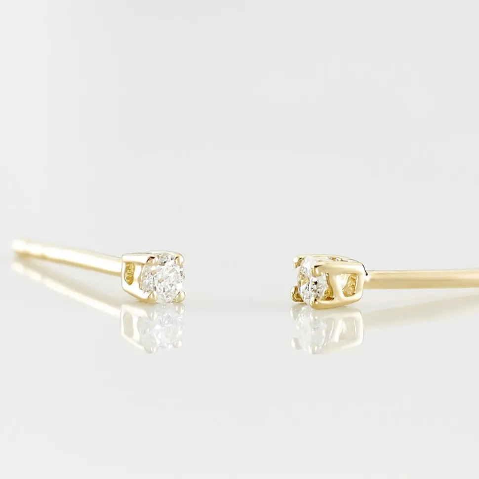 Boucles D'oreilles Puces Victoria Or Jaune Diamant