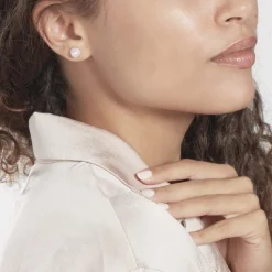 Marc Orian Bijoux Perles|Boucles D'Oreilles Perle > Boucles D'oreilles Puces Vittorio Argent Blanc Perle De Culture