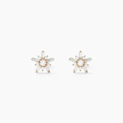 Boucles D'oreilles Puces Wen Or Jaune Oxyde De Zirconium