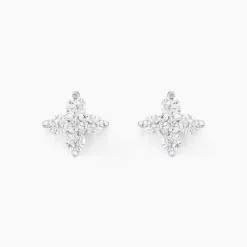 Marc Orian Bijoux Zirconium|Bijoux Trèfle > Boucles D'oreilles Puces Winter Flower Or Blanc Oxyde De Zirconium