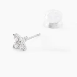 Marc Orian Bijoux Zirconium|Bijoux Trèfle > Boucles D'oreilles Puces Winter Flower Or Blanc Oxyde De Zirconium