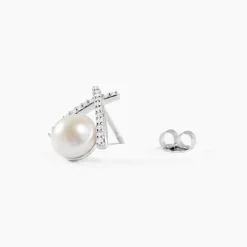 Marc Orian Bijoux Perles|Boucles D'Oreilles Perle > Boucles D'oreilles Puces Yacinthe Argent Perle De Culture Et Oxyde