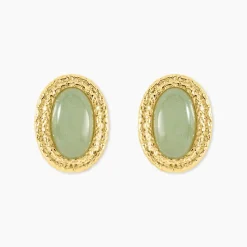Boucles D'Oreilles Ria Puces Acier Jaune Aventurine