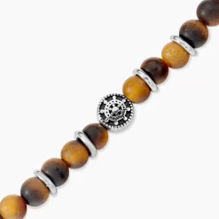 Marc Orian Bracelets Homme|Bracelets Quartz > Bracelet Acier Huguesi Boules Oeil De Tigre