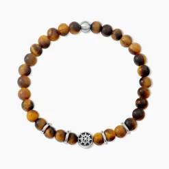 Marc Orian Bracelets Homme|Bracelets Quartz > Bracelet Acier Huguesi Boules Oeil De Tigre