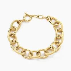 Bracelet Aelia Maille Alternee Acier Jaune