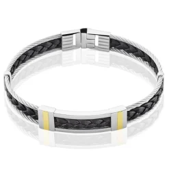 JOURDAN Bracelets Cuir|Bracelets Homme > Bracelet Aichatou Or Acier Blanc