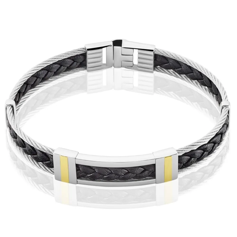 JOURDAN Bracelets Cuir|Bracelets Homme > Bracelet Aichatou Or Acier Blanc