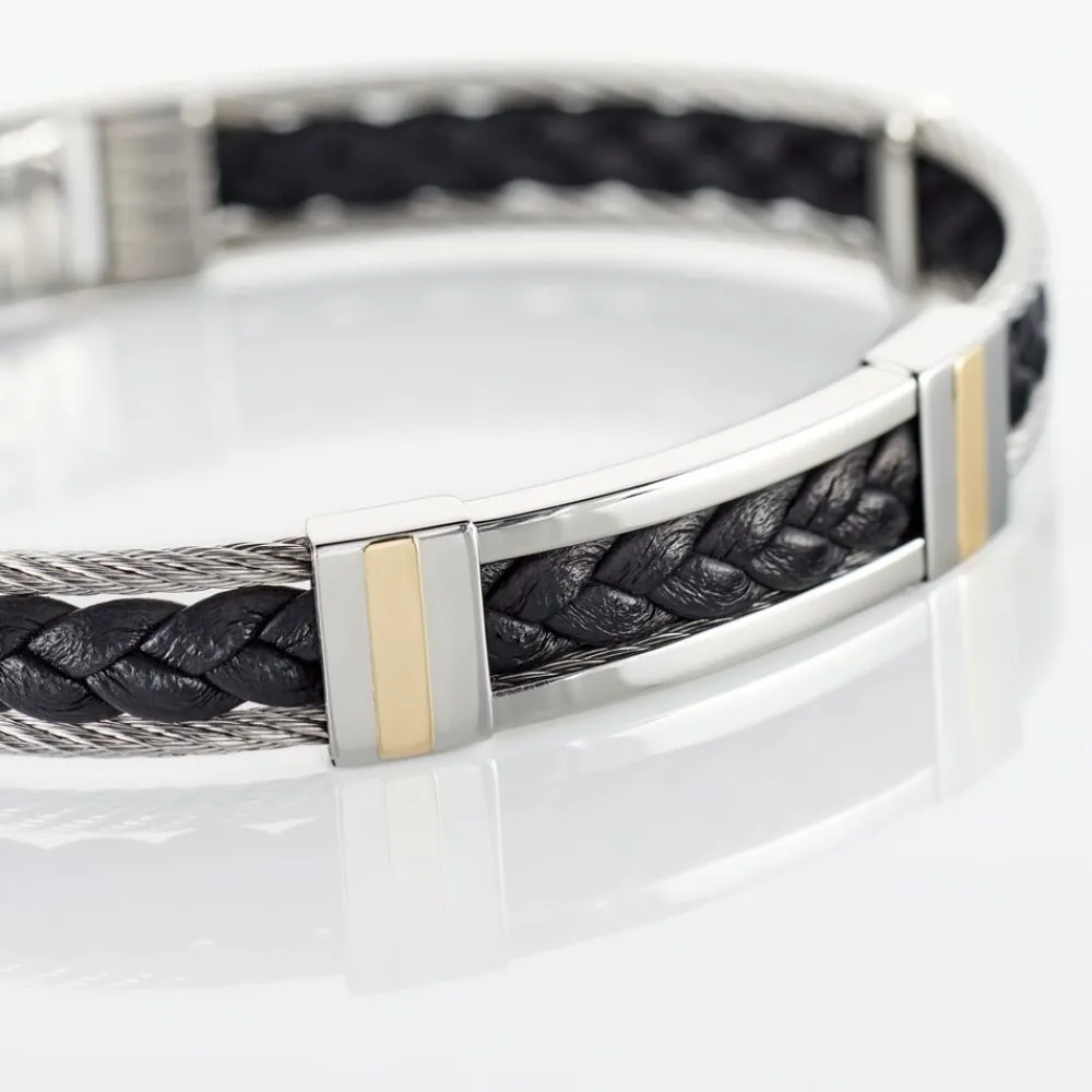 JOURDAN Bracelets Cuir|Bracelets Homme > Bracelet Aichatou Or Acier Blanc