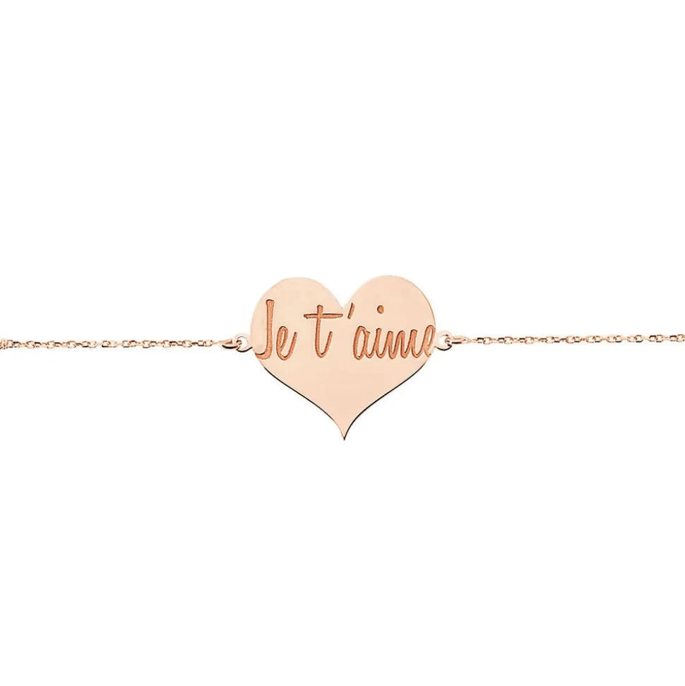 Bracelet Albizia Coeur Message Or Rose
