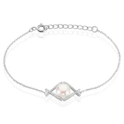 Bracelet Alessia Argent Blanc Perle De Culture Et Oxyde De Zirconium