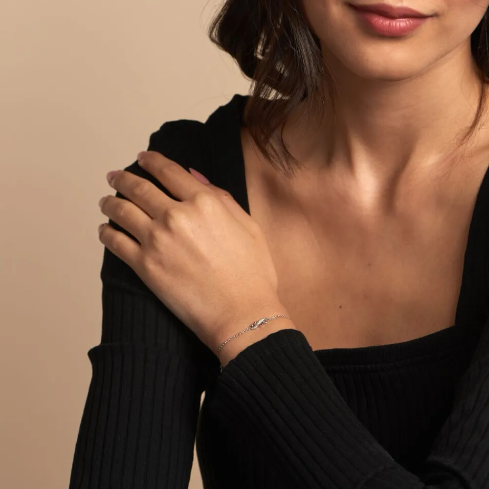 Marc Orian Bijoux Zirconium|Bracelets > Bracelet Amuri Argent Bicolore Oxyde De Zirconium