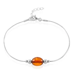 Bracelet Argent Blanc Safaa Ambre