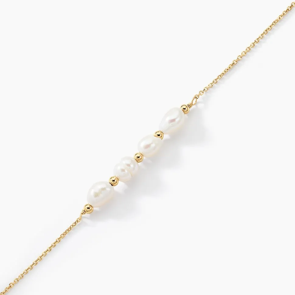 Bracelet Bron Or Jaune Perle De Culture
