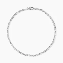 Bracelet Capucin Or Blanc Maille Marine Plate
