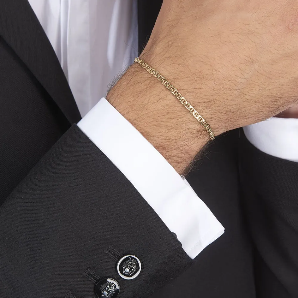 Marc Orian Bracelets Or|Bracelets Homme > Bracelet Capucin Or Jaune Maille Marine Plate