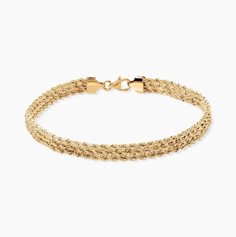 Bracelet Cordelia Maille Corde 3 Rangs Or Jaune