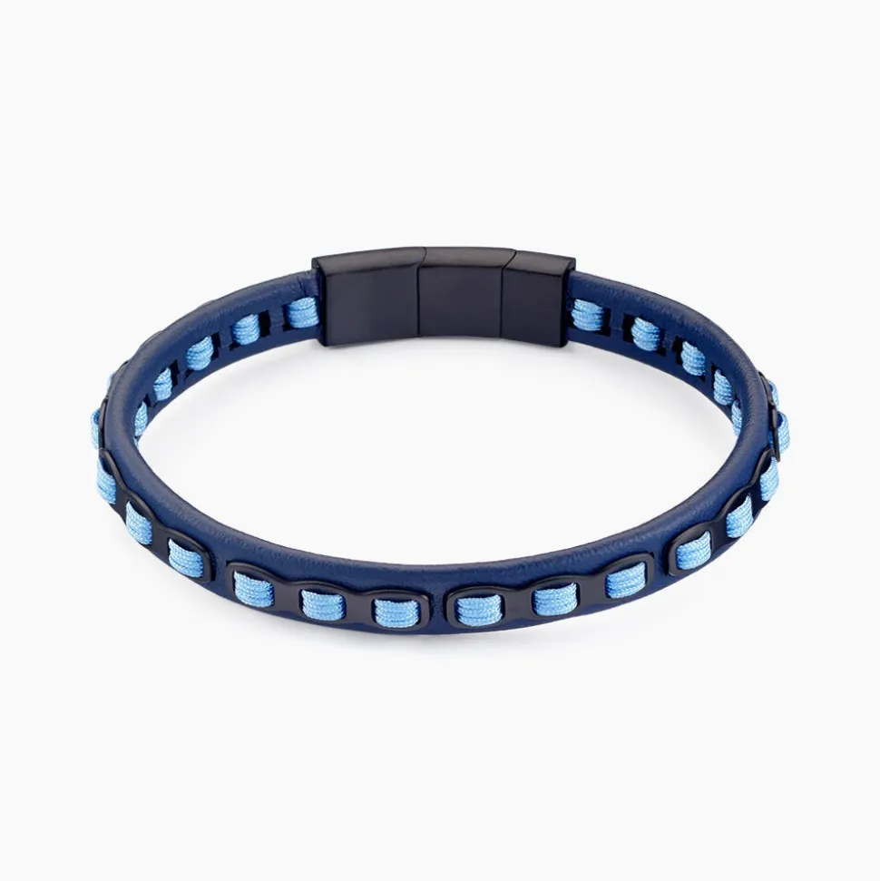 Bracelet Cuir De Vache Bleu
