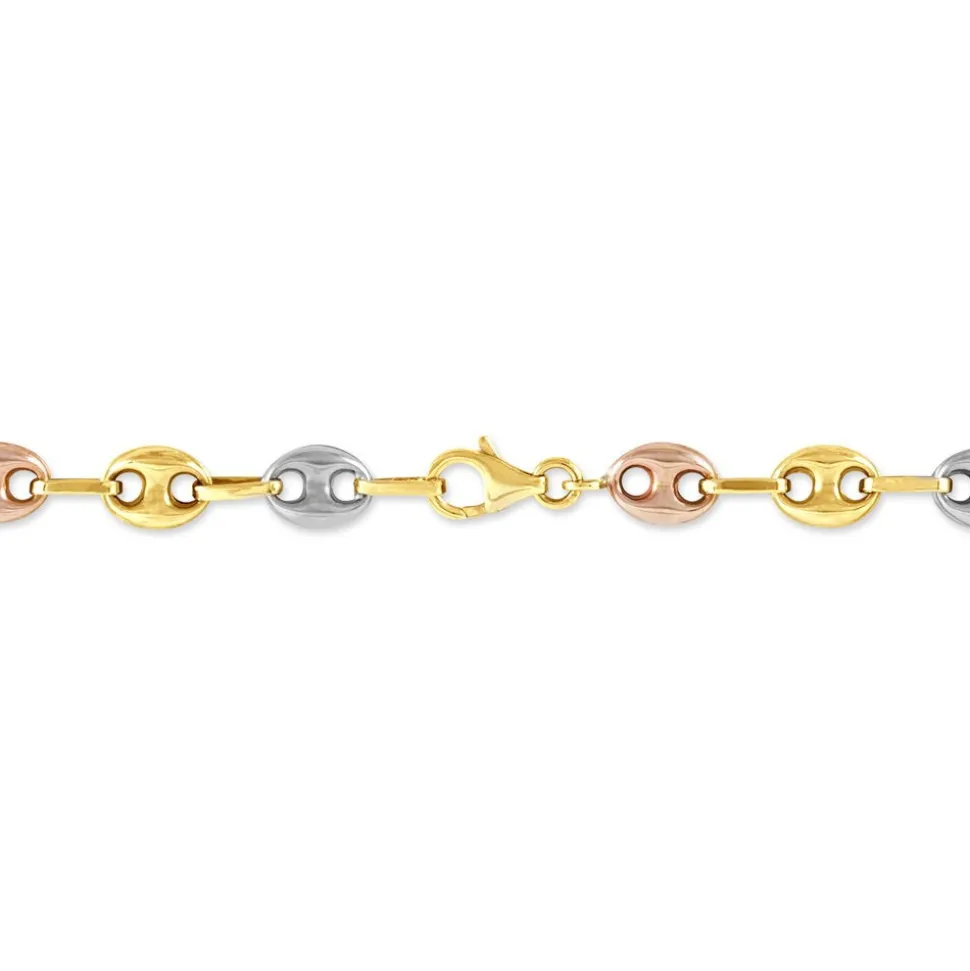 Bracelet Dami Maille Grain De Café Or Tricolore