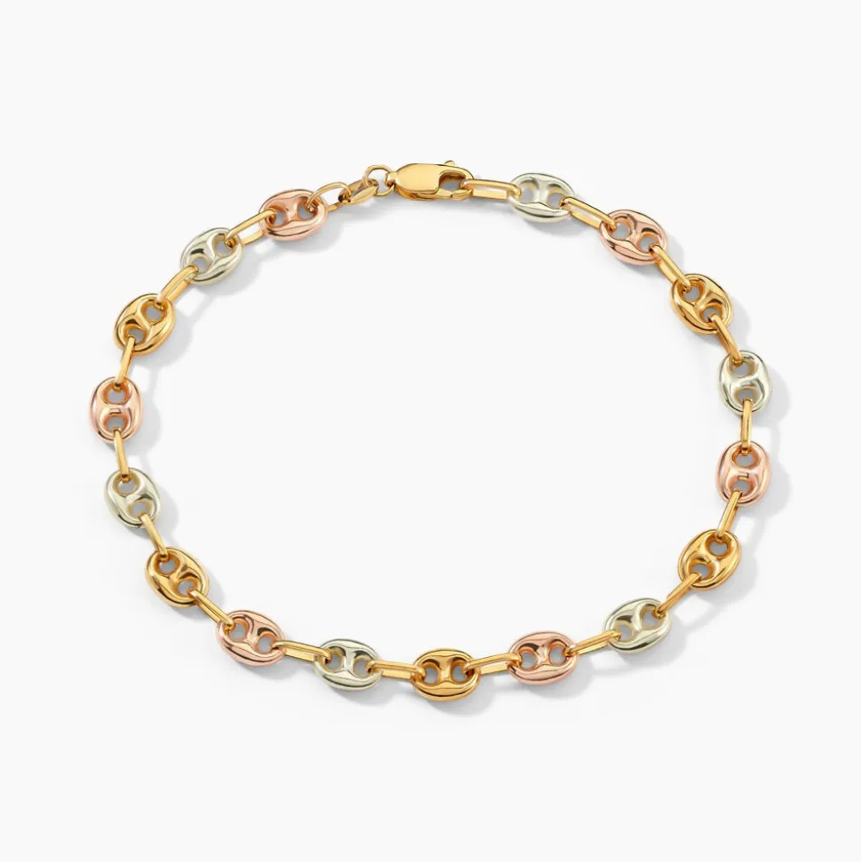 Bracelet Dami Maille Grain De Café Or Tricolore