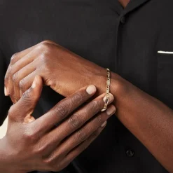 Marc Orian Bracelets Or|Bracelets Homme > Bracelet Danae Plaquette Or Bicolore