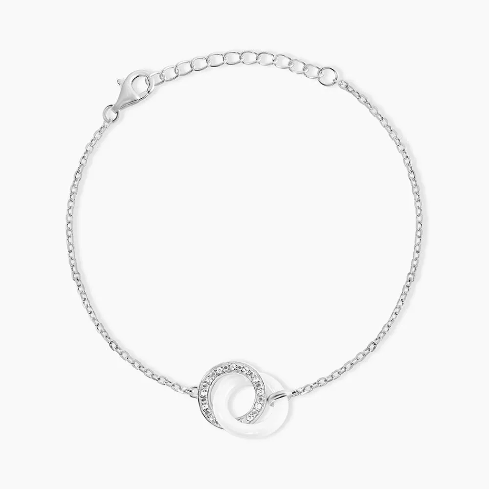 Marc Orian Bracelets|Bijoux Fantaisie > Bracelet Dina Argent Blanc Céramique Et Oxyde De Zirconium argent blanc céramique blanche