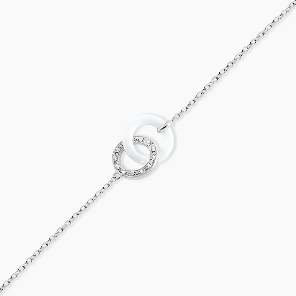Marc Orian Bracelets|Bijoux Fantaisie > Bracelet Dina Argent Blanc Céramique Et Oxyde De Zirconium argent blanc céramique blanche
