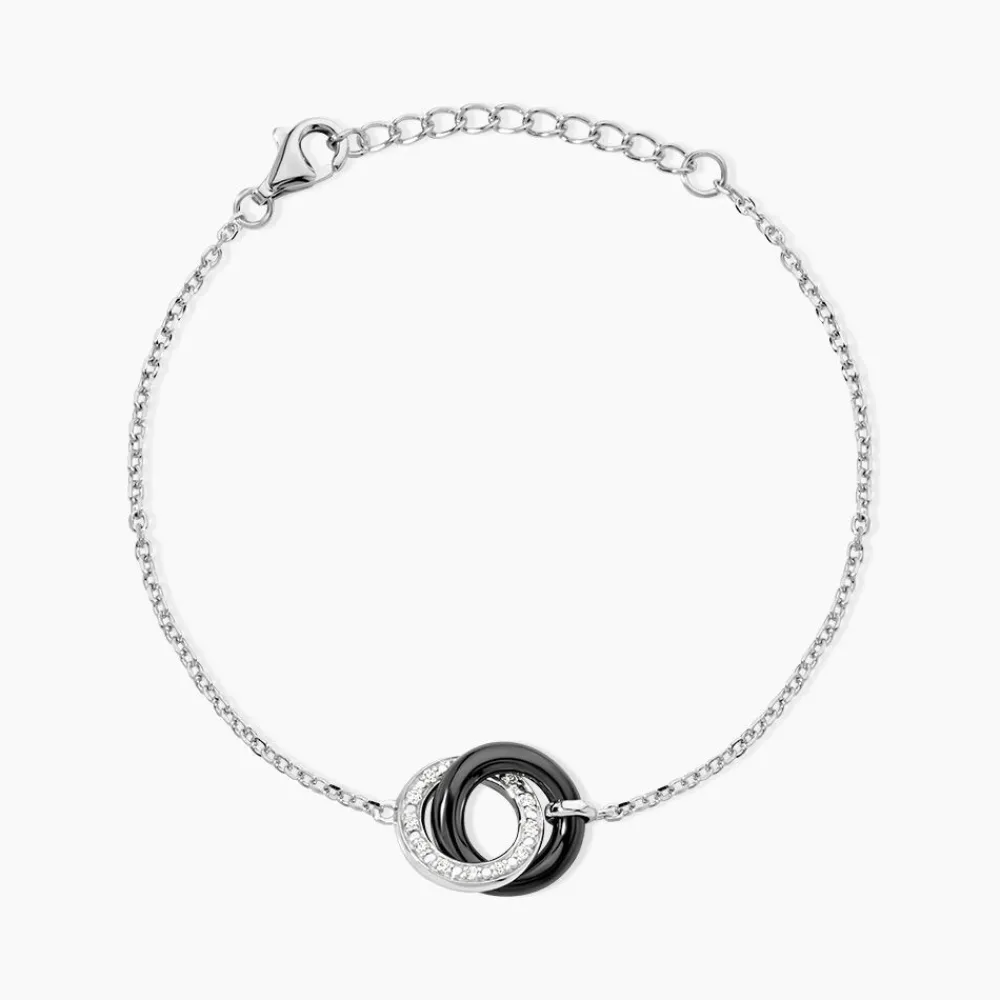 Marc Orian Bracelets|Idées Cadeaux Femme > Bracelet Dina Argent Blanc Céramique Et Oxyde De Zirconium argent blanc céramique noire