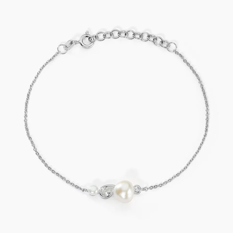 Bracelet Dua Argent Blanc Perle De Culture Oxyde De Zirconium