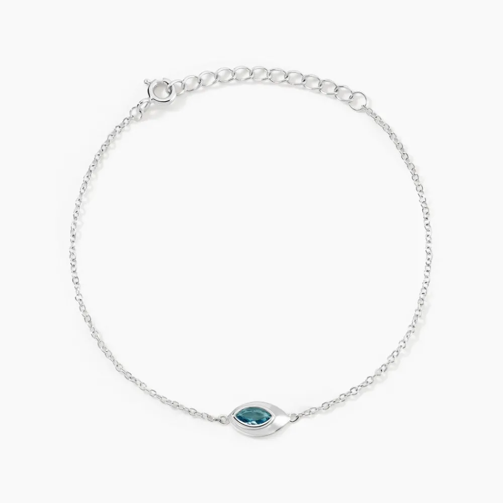 Marc Orian Bijoux Zirconium|Bracelets > Bracelet Duchesse Argent Blanc Oxyde De Zirconium argent blanc oxyde bleu sky