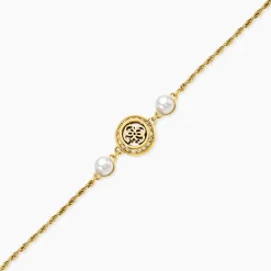 Bracelet Guess Tiny Pearly Acier Jaune Oxyde De Zirconium Perle D'Imitation