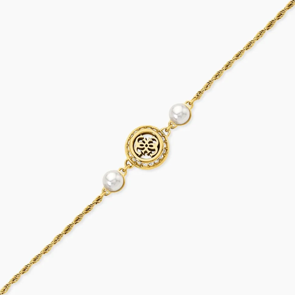 Bracelet Guess Tiny Pearly Acier Jaune Oxyde De Zirconium Perle D'Imitation