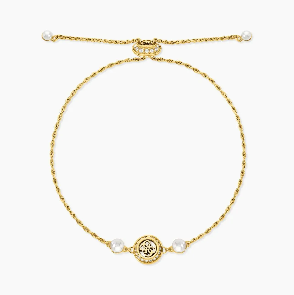 Bracelet Guess Tiny Pearly Acier Jaune Oxyde De Zirconium Perle D'Imitation