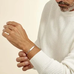 Marc Orian Gourmettes Argent|Bracelets Homme > Bracelet Identité Anilo Argent Blanc