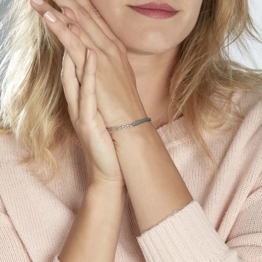 Marc Orian Gourmettes Argent|Bracelets Argent > Bracelet Identité Caroline Maille Grain De Cafe Argent Blanc